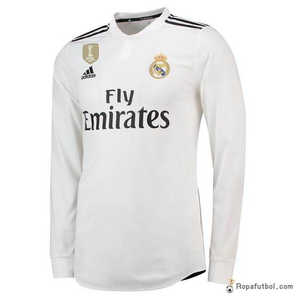 Camiseta Real Madrid Replica Primera Ropa Manga Larga 2018/19 Blanco